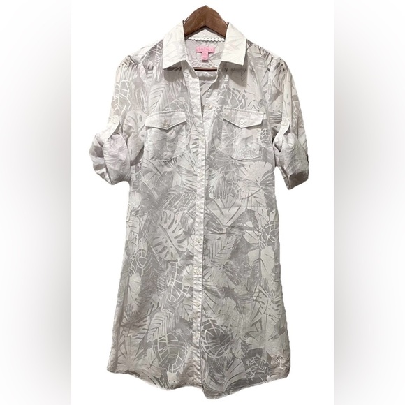 Lilly Pulitzer Other - Lilly Pulitzer Women’s Small Sheer White Shirt Dress Button Cover Up *READ*